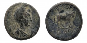 Pisidia, Antiochia. Civic Issue. ca. 1st century B.C. AE
Udentifidet/uncertain magistrate.
Draped bust of Mên right, wearing Phrygian cap
Rev: Hump...
