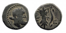 PISIDIA. Selge. Ae (2nd-1st centuries BC).
Obv: Head of Herakles right, with club over shoulder.
Thunderbolt and arc terminating in head of stag right...