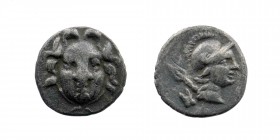 Pisidia. Selge circa 300-190 BC. Obol AR 
Facing Gorgoneion
Rev: Helmeted head of Athena right, spear over shoulder and pellet behind. 
SNG von Aulock...