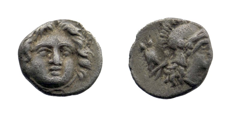 Pisidia. Selge circa 300-190 BC. Obol AR 
Facing Gorgoneion
Rev: Helmeted head o...