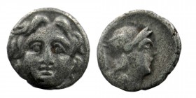 Selge. Pisidia. AR Obol 3rd Century BC.
Obv. Facing head of Gorgoneion.
Rev. Helmeted head of Athena right
SNG BN 1930; SNG PFPS 336.
0,89 gr. 10 mm