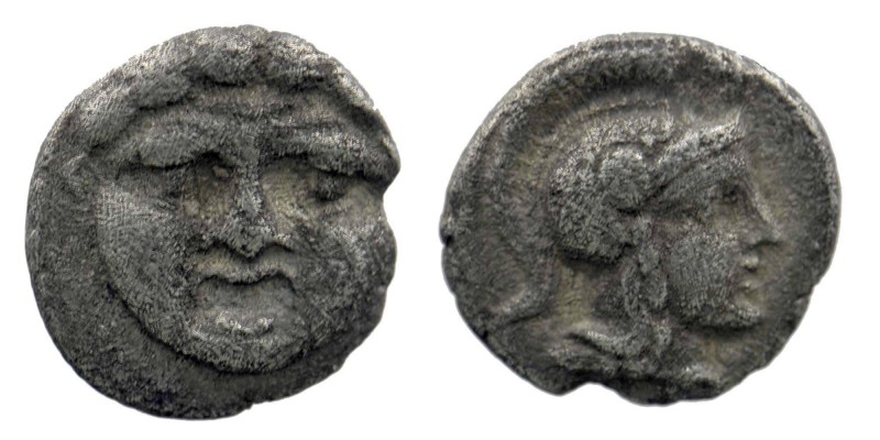 Selge. Pisidia. AR Obol 3rd Century BC.
Obv. Facing head of Gorgoneion.
Rev. Hel...