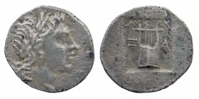 Masikytes, Lycia. AR Hemidrachm (15-16 mm, 11.88 g), c. 48-23 BC (?). 
Laureate head of Apollo right. 
Rev. Lyra; in fields, A; to right, 
Troxell per...