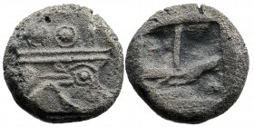 Lycia, Phaselis AR Stater. Circa 530-500 BC
Prow of galley in the form of a boar's forepart to right
Rev: Rough incuse punch.
Rare Type
Traité I 842; ...