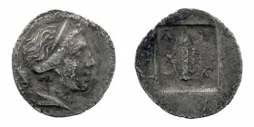 LYCIA. Lycian League. Kragos. 1/4 Drachm (Circa 48-27 BC) AR
Head of Artemis right, with bow and quiver over shoulder.
Rev: Quiver; filleted palm fron...