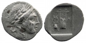 LYCIAN LEAGUE. Masicytes. Ca. 48-20 BC. AR hemidrachm
Laureate head of Apollo right;
Rev: M-A, cithara lyre all within incuse square. 
Troxell 86.
1,5...