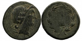 LYCIAN LEAGUE. Cragos/Kragos. 2nd-1st Century. AE
Obv: Head Apollo right
Rev: . Laureate head of Apollo right, ith bow and quiver over his shoulder ( ...
