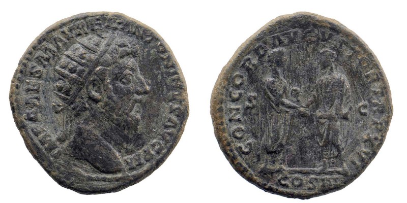 Marcus Aurelius AD 161-180. Rome. Dupondius AE
MP CAES M AVREL ANTONINVS AVG P M...