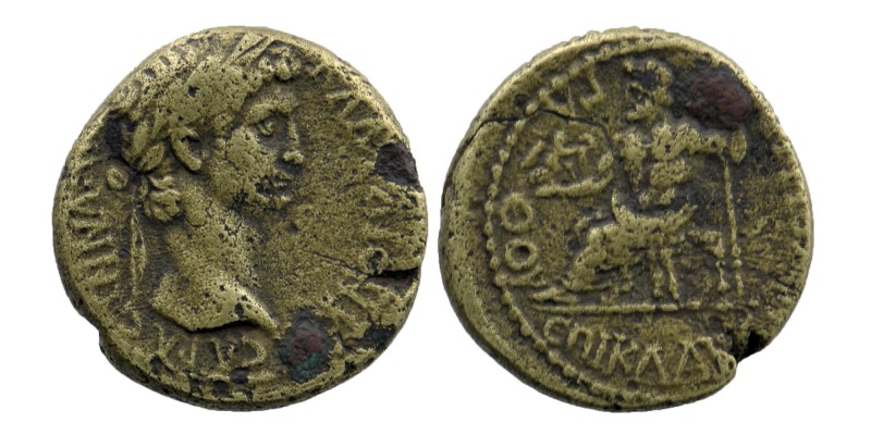 PHRYGIA. Synnada. Claudius (41-54). Ae.
Laureate head right.
Rev: Zeus seated le...