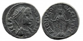 PHRYGIA. Dionysopolis. Pseudo-autonomous. Time of the Severans. (193-217). Ae.
Obv: IЄPA BOVΛH.
Veiled and draped bust of Boule right.
Rev: ΔΙΟΝVCΟΠΟΛ...
