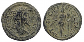 PISIDIA. Antiochia. Septimius Severus (193-211). Ae
Laureate head right.
Tyche standing left, holding branch and cornucopia.
SNG France 1115 var.
4,89...