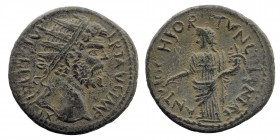 PISIDIA. Antioch. Septimius Severus (193-211). Ae.
Obv: Radiate head right.
Rev: Tyche standing left, holding branch and cornucopia.
Cf. CNG E-346, lo...