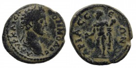 PISIDIA, Ariassus. Commodus. A.D. 177-192. AE
Obv: Λ ΑVΡ ΚΑΙϹΑ ΚΟΜΜΟΔοϹ. laureate head of Commodus "youthful" right.
Rev: Nude Hercules standing, left...