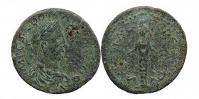 PISIDIA. Cremna. Aurelian (270-275). Ae.
Obv: IMP C S L DOM AVRЄLIANO.
Laureate, draped and cuirassed bust right.
Rev: COL I AG F CRЄMNЄ.
Facing statu...
