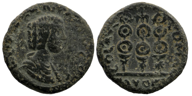 PISIDIA. Cremna. Julia Domna. (193-217) AE
Obv: Draped bust rigth
Rev: Standard ...