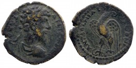 Pisidia, Antiochia. Marcus Aurelius. A.D. 161-180.
Laureate, draped and cuirassed bust right
Rev: Eagle standing left, head right, with wings spread, ...