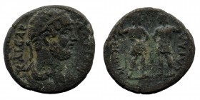 PISIDIA. Sagalassus. Hadrian (117-138). Ae. 
Obv: ΑΔΡΙΑΝΟС ΚΑΙСΑΡ./ Laureate and draped bust right. 
Rev: СΑΓΑΛΑССЄωΝ Μ. / The Dioscuri standing facin...