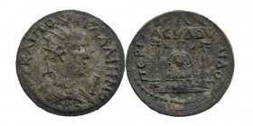 PAMPHYLIA, Perge. Gallienus, 253-268 AD. AE
Radiate draped and cuirassed bust
Rev: Distyle temple with cult statue of Artemias Pergaia. 
SNG.Fr.570. S...