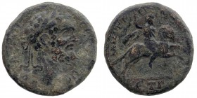 Cappadocia, Caesarea. Septimius Severus. A.D. 193-211. AE
 Laureate head of Septimius Severus right / Rider on horseback galloping right wearing cloak...