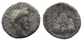 Cappadocia. Caesarea. Antoninus Pius AD 138-161.
Drachm AR
Bare head right / Mt. Argaeus surmounted by Helios standing left, holding globe and sceptre...