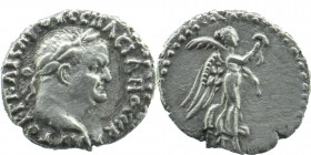 Vespasian AR Hemidrachm of Caesarea, Cappadocia. AD 69-79.
Laureate head right
Nike advancing right, holding wreath and palm.
Metcalf 17; Sydenham 94;...