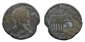 CILICIA, Anazarbus. Elagabalus. AD 218-222 AE
Dated CY 239 (AD 220/1). 
Obv: Laureate, draped, and cuirassed bust right, seen from behind
Rev: Temple ...