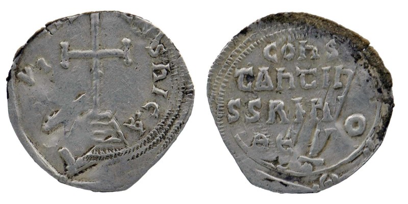 Constantine VI and Irene (780-797). AR Miliaresion . Constantinople. 
Cross pote...