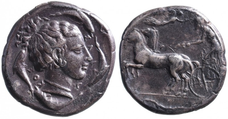 Sicily, Syracuse, Second Democracy, ca. 440-430 BC
Charioteer driving quadriga l...