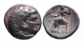 Kings of Macedonia, Alexander III the Great, 336-323 BC, lifetime issue, Babylon Mint, ca. 325-323 BC.
Head of Herakles wearing lion's scalp right
Zeu...