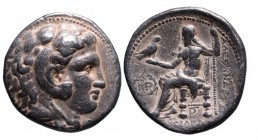 Kings of Macedonia, in the name of Alexander III the Great, 336-323 BC, posthumous issue, Babylon Mint, ca. 317-311 BC.
Head of Herakles wearing lion'...
