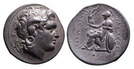 Kings of Thrace, Lysimachos 305-281 BC, lifetime issue, Lampsakos Mint, ca. 297-281 BC.
Diademed head of the deified Alexander the Great right, wearin...