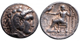 Kings of Macedonia, Alexander III the Great, 336-323 BC, posthumous issue struck under Seleukos I Nikator, Arados Mint, ca. 311-300 BC.
Head of Herakl...