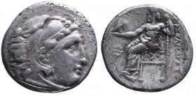 Kings of Macedonia, Alexander III the Great, 336-323 BC, posthumous issue struck under Philip III, Kolophon Mint, ca. 322-319 BC.
Head of Herakles wea...