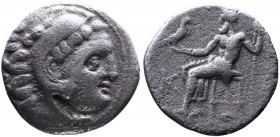 Kings of Macedonia, Alexander III the Great, 336-323 BC, posthumous issue, Colophon Mint, ca. 310-301 BC.
Head of Herakles wearing lion's scalp right
...