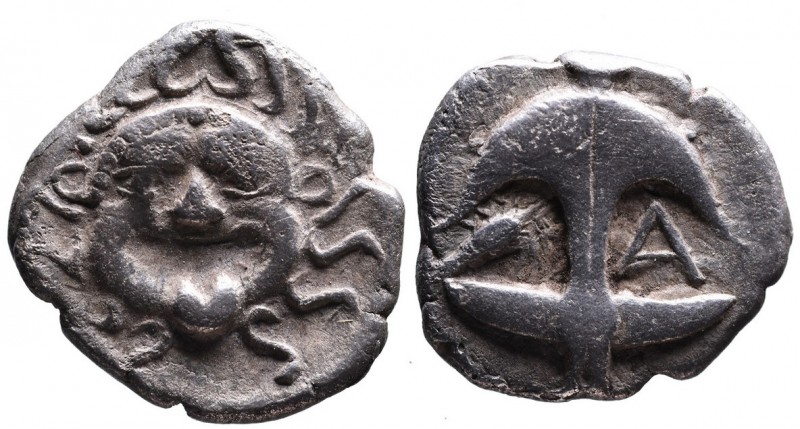 Thrace, Apollonia Pontica, late 5th-4th centuries.
Facing gorgoneion;
Anchor upr...