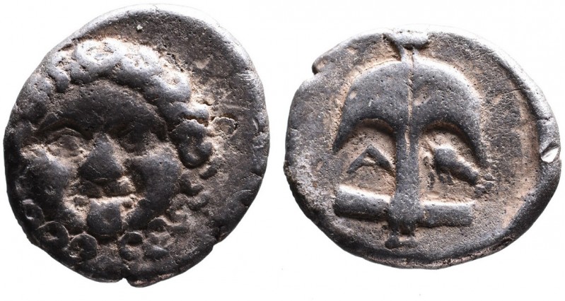 Thrace, Apollonia Pontica, late 5th-4th centuries.
Facing gorgoneion;
Anchor upr...