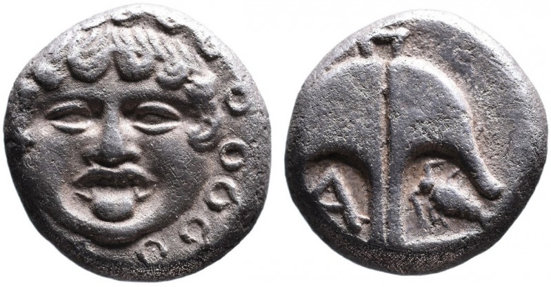 Thrace, Apollonia Pontica, late 5th-4th centuries.
Facing gorgoneion;
Anchor upr...