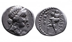 Julius Caesar, mint travelling with Caesar in Africa, 47 BC.
Diademed head of Venus right;
Aeneas carrying palladium in right hand and Anchises on lef...