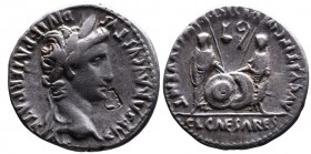 Augustus 27 BC - AD 14, with Gaius and Lucius Caesares, Lugdunum Mint, 2 BC - AD 4.
Laureate head of Augustus right, CAESAR AVGVSTVS DIVI F PATER PATR...
