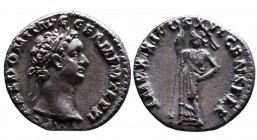 Domitianus AD 81-96, Rome Mint, AD 92.
Laureate head of Domitianus right, IMP CAES DOMIT AVG GERM PM TRP XI;
Minerva standing left, holding spear and ...