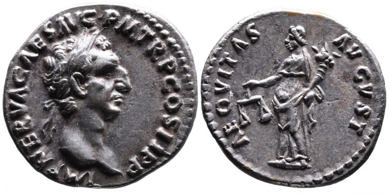 Nerva AD 96-98, Rome Mint, AD 96.
Laureate head of Nerva right, IMP NERVA CAES A...