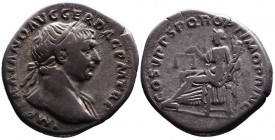 Traianus AD 98-117, Rome Mint, AD 103-111.
Laureate bust of Traianus right, with drapery on the left shoulder, IMP TRAIANO AVG GER DAC PM TRP;
Aequita...