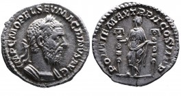 Macrinus AD 217-218, Rome Mint, April-June AD 217.
Laureate and cuirassed bust of Macrinus right, IMP C M OPEL MACRINVS AVG;
Fides standing facing, he...