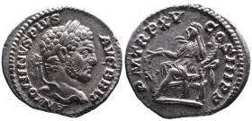 Caracalla AD 198-217, Rome Mint, AD 212.
Laureate head of Caracalla right, ANTONINVS PIVS AVG BRIT;
Annona seated left, holding cornucopiae and corn e...
