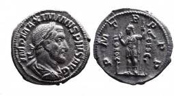 Maximinus I Thrax AD 235-238, Rome Mint, AD 235.
Laureate, cuirassed and draped bust of Maximinus right, IMP MAXIMINVS PIVS AVG;
Emperor in military d...