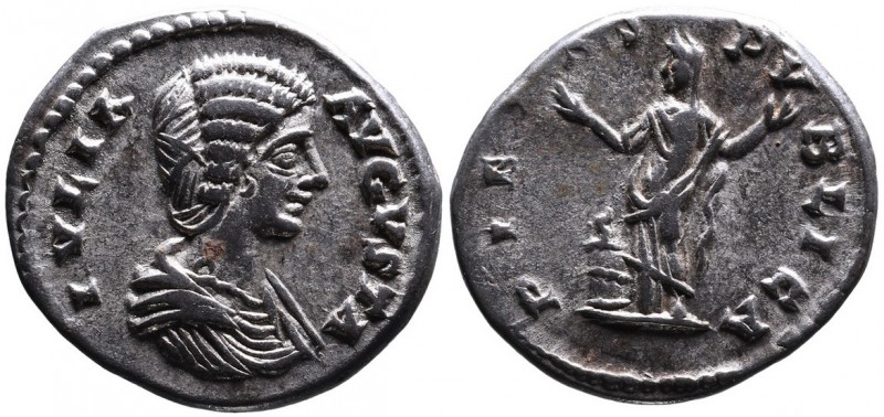 Julia Domna AD 193-217, Rome/Laodicea ad Mare Mint, ca. AD 199-207.
Bare and dra...