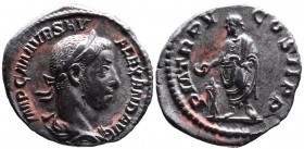 Alexander Severus AD 222-235, Rome Mint, AD 226.
Laureate and draped bust of Alexander Sever right, IMP C M AVR SEV ALEXAND AVG;
Emperor in toga stand...