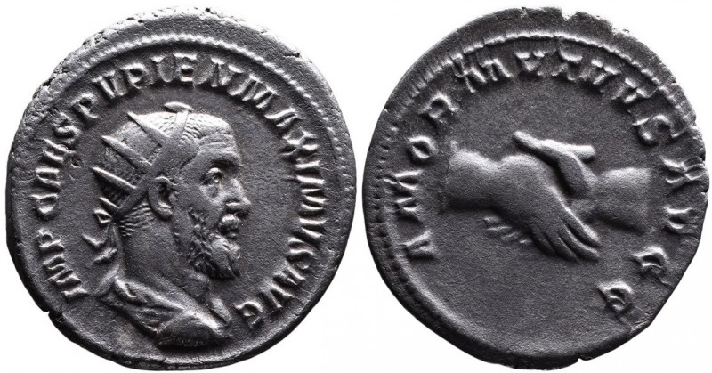 Pupienus AD 238, Rome Mint, April-June AD 238.
Radiate, cuirassed and draped bus...