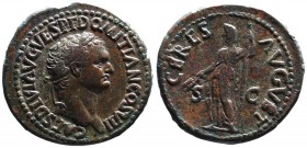 Domitianus AD 81-96 under Titus, Rome Mint, AD 80-81.
Laureate head of Domitianus right, CAES DIVI AVG VESP F DOMITIAN COS VII;
Ceres standing left, h...