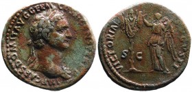 Domitianus AD 81-96, Rome Mint, AD 85.
Laureate bust of Domitianus with aegis right, IMP CAES DOMIT AVG GERM COS XI CENS PER PP;
Victoria standing lef...